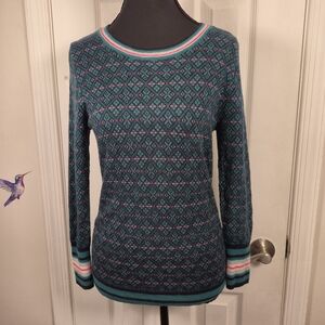 J.CREW Merino Wool Fair Isle Geo Crewneck Sweater M